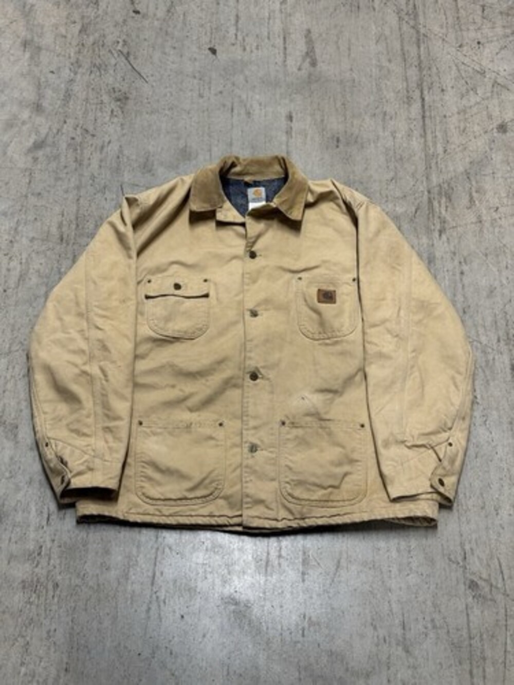 Vintage Carhartt Tan Blanket Lined Chore Jacket Coat C02 WET Duck Canvas XL Tall